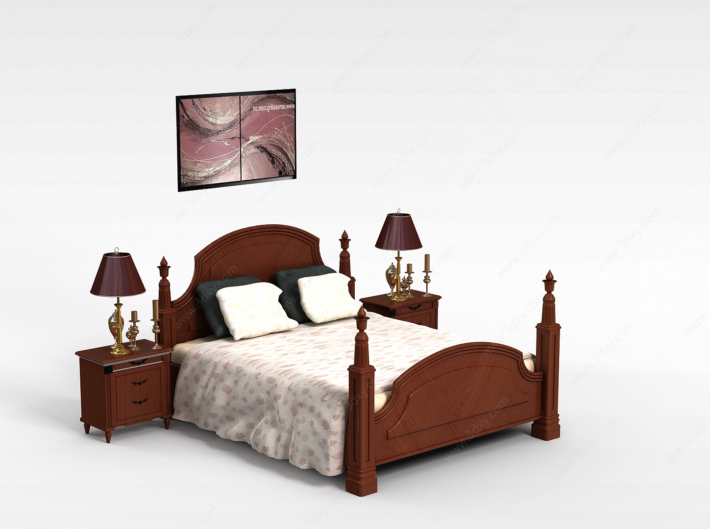 红木家具床3D模型