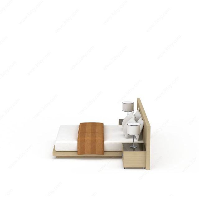 现代家具双人床3D模型