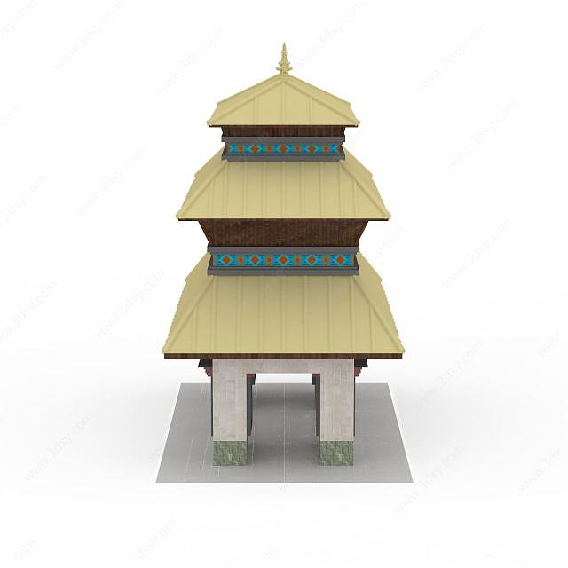 藏式塔楼3D模型
