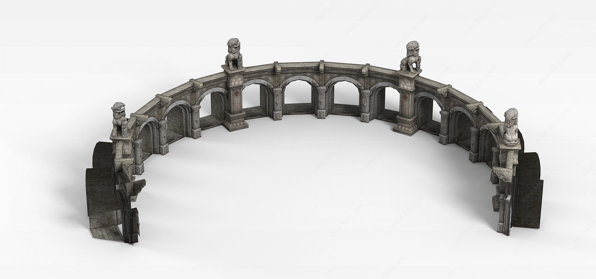 剑灵游戏场景城墙护栏3D模型
