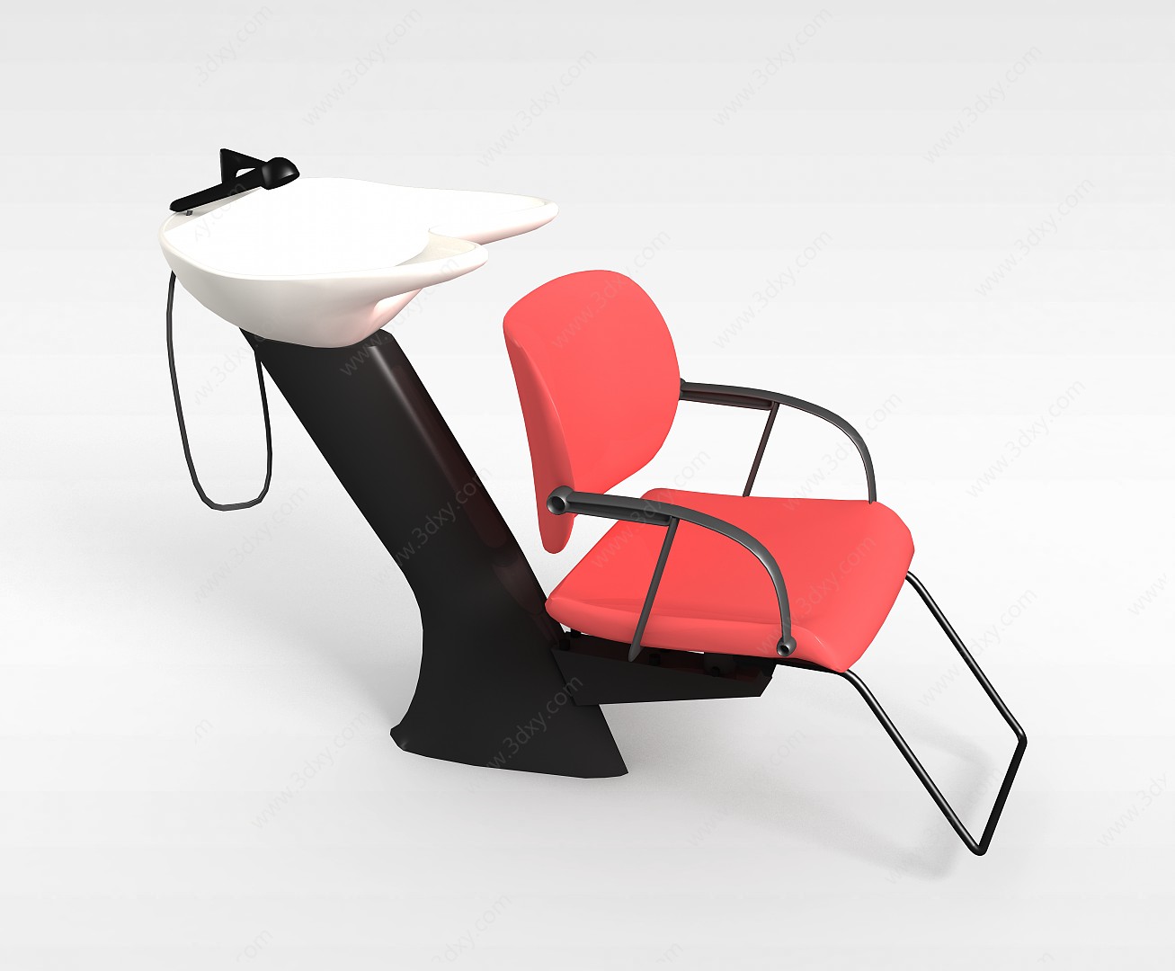 红色洗发按摩椅3D模型