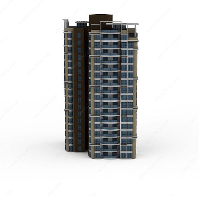 现代高层住宅楼建筑3D模型
