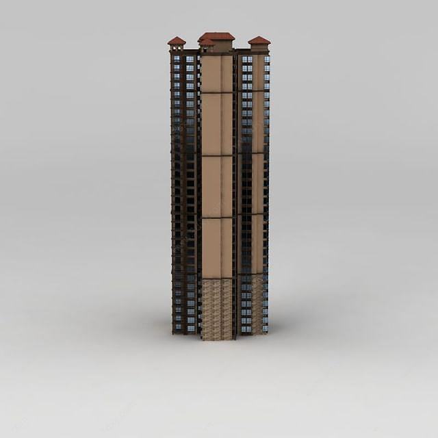 简欧高层住宅3D模型