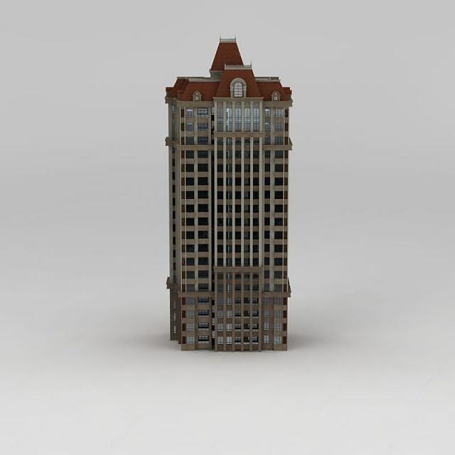 简欧高层住宅大楼3D模型