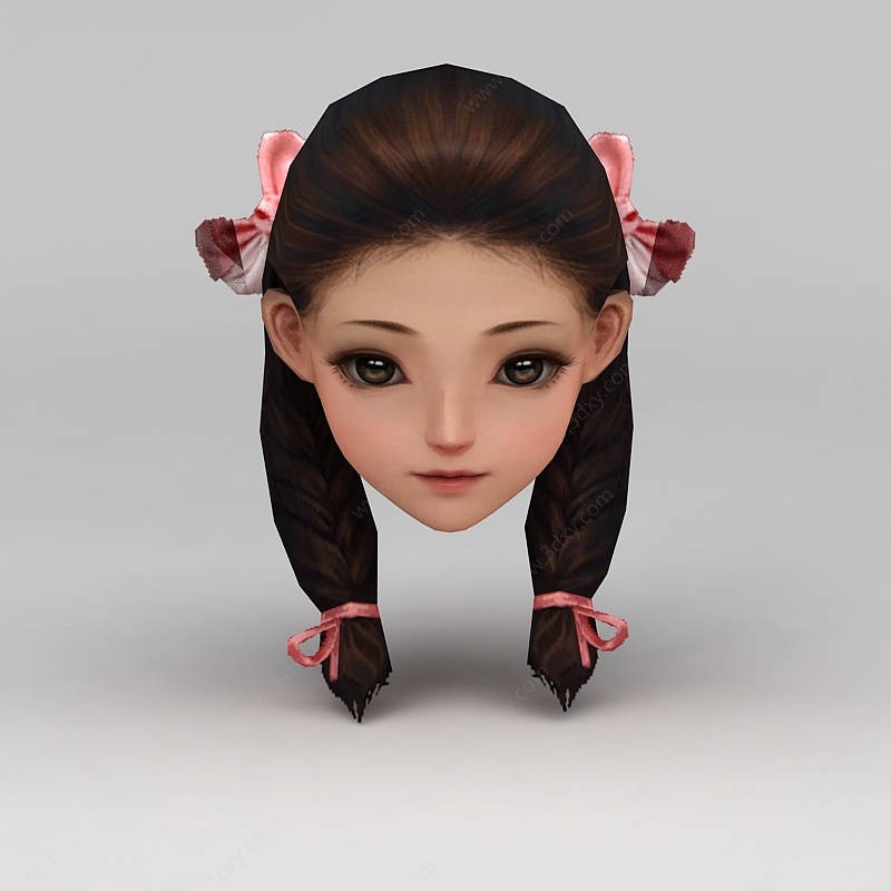 剑网三游戏角色女发型3D模型