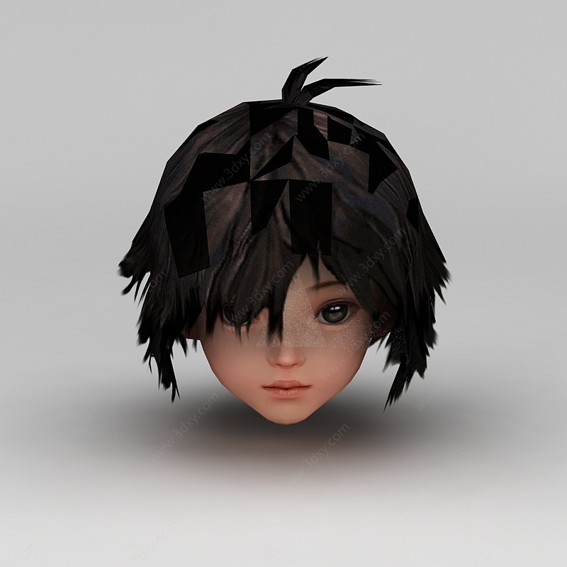 剑网三游戏发型发饰小女孩发型3D模型