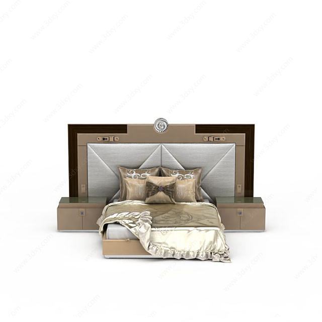 欧式豪华软包双人床3D模型