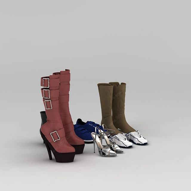 女士高跟鞋运动鞋3D模型