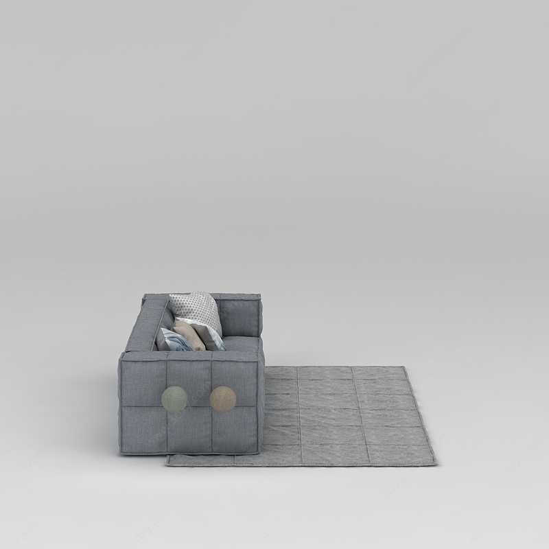 灰色布艺休闲沙发3D模型