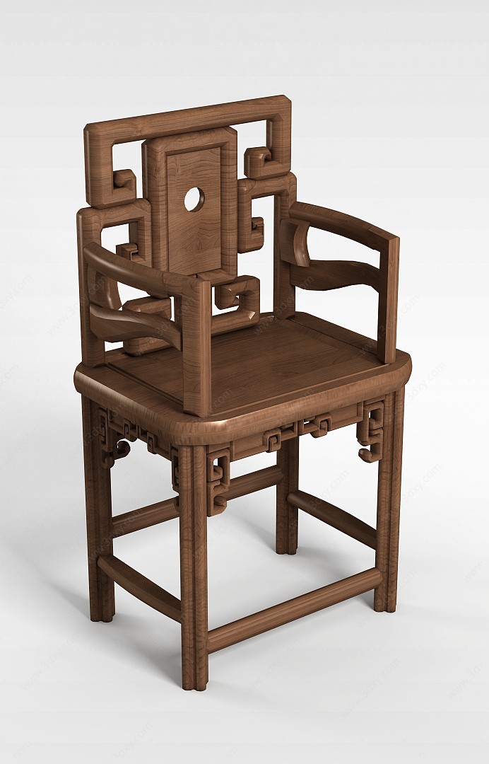 中式实木太师椅3D模型