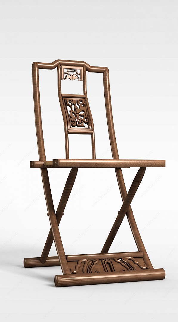 新中式高靠背实木椅3D模型