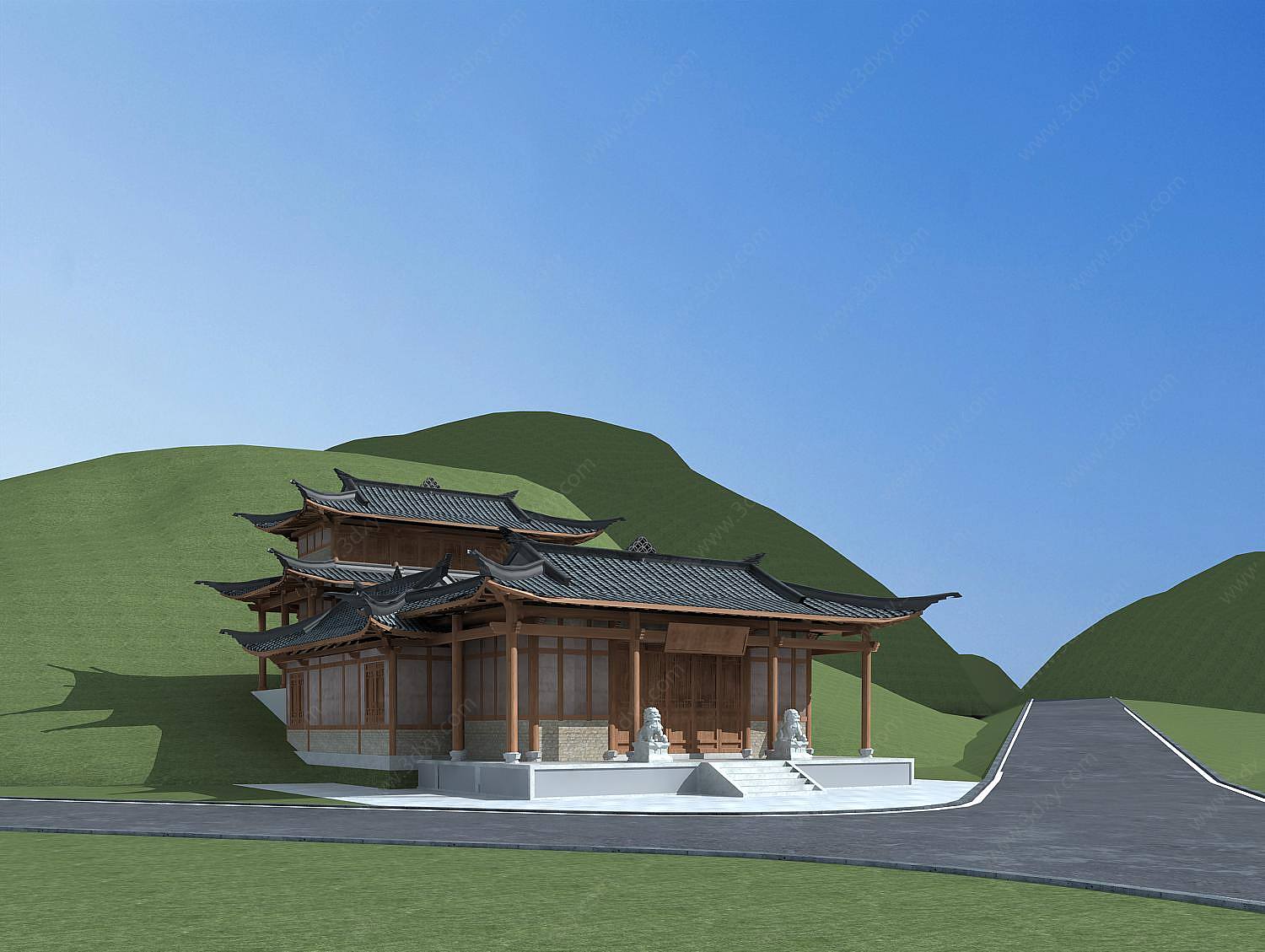 中国寺庙建筑3D模型