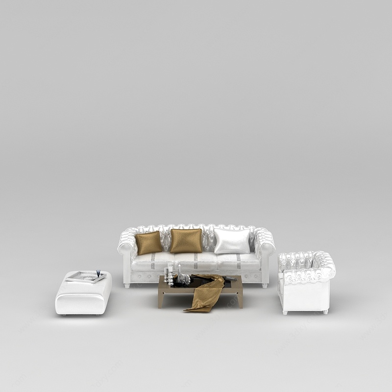 时尚银色组合沙发3D模型