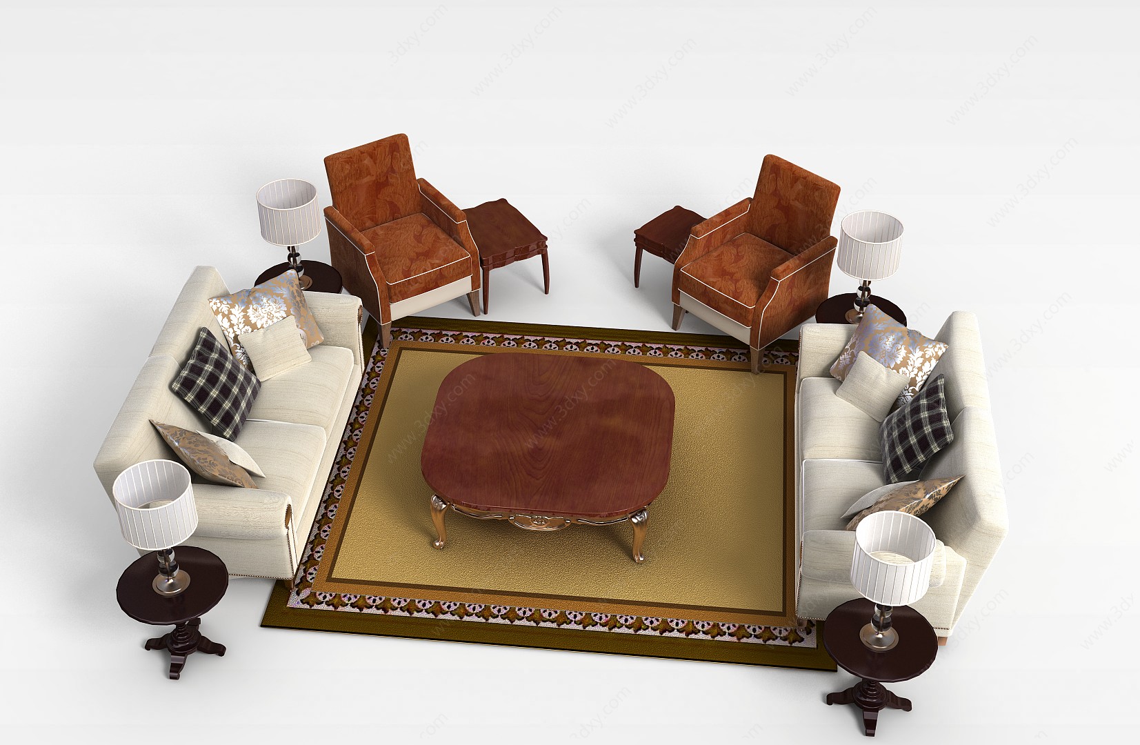 现代简约布艺组合沙发3D模型