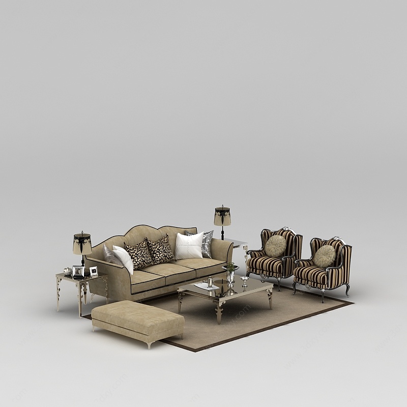 欧式组合沙发3D模型