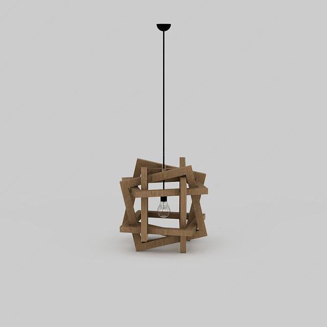 创意木框球形吊灯3D模型