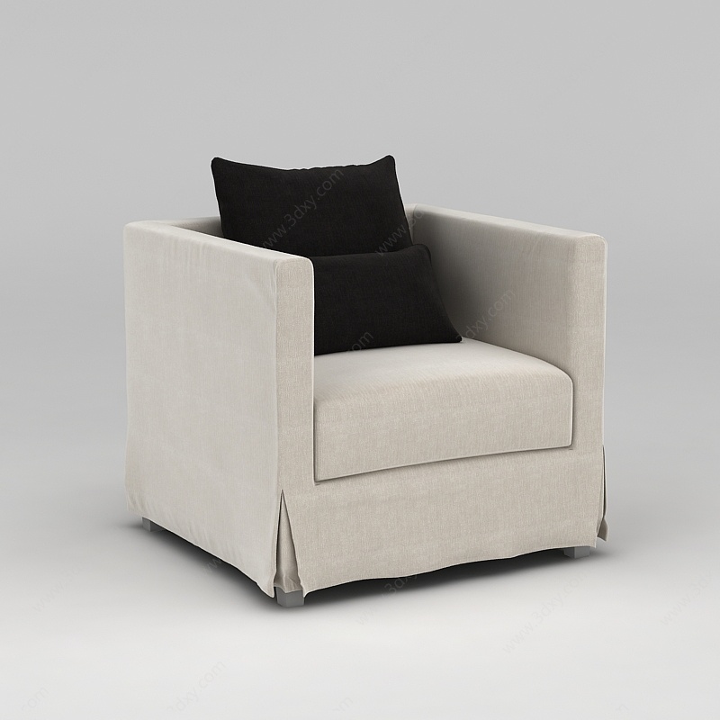 现代单人布艺软沙发3D模型