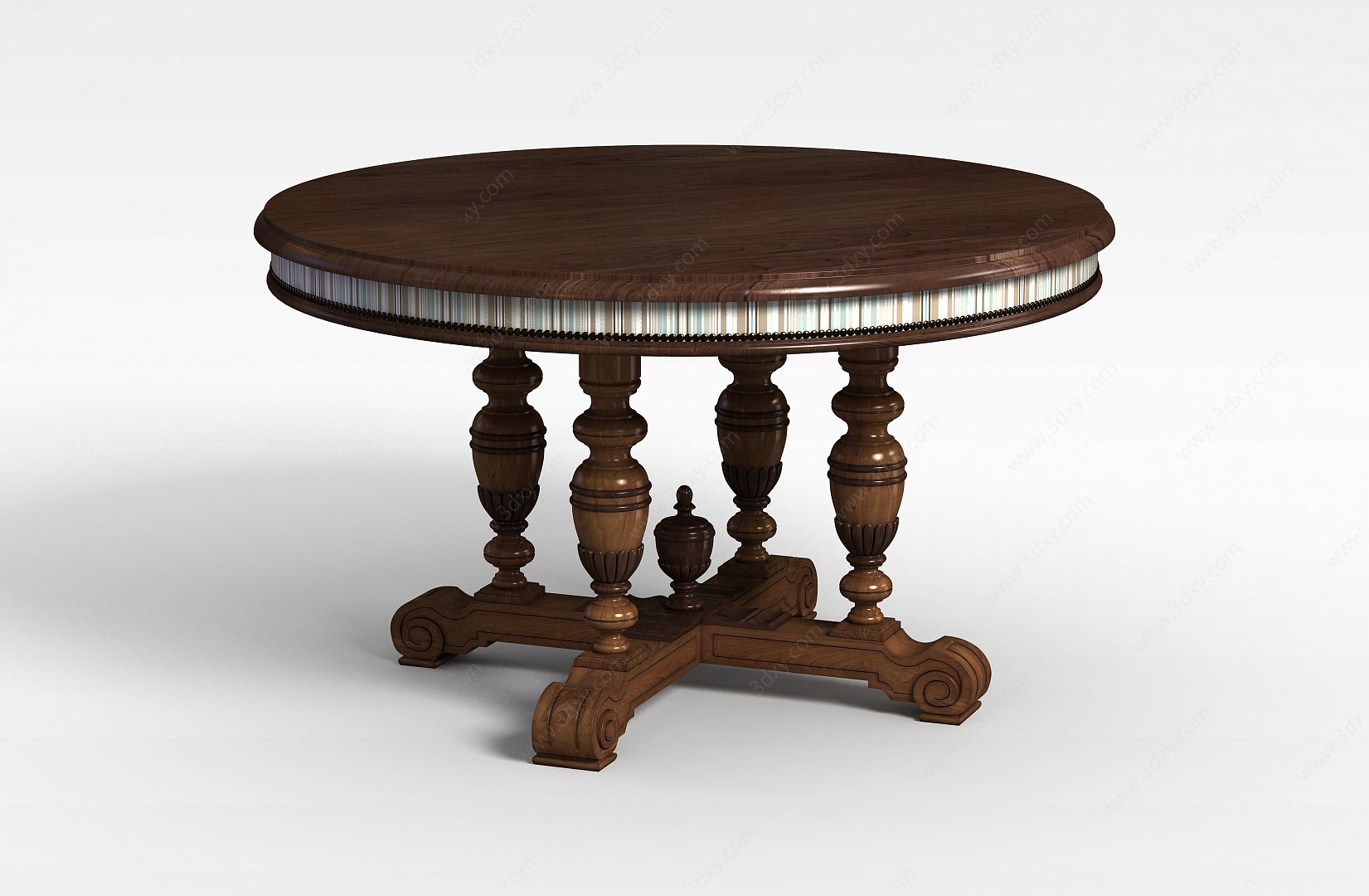 欧式时尚实木圆桌3D模型