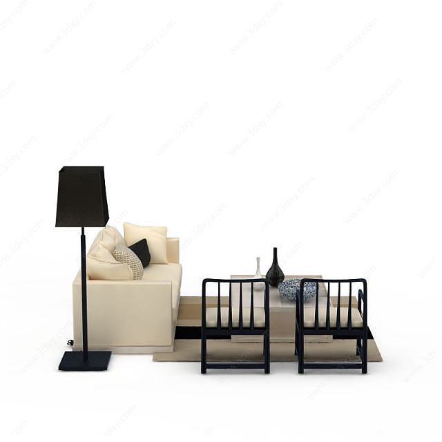 现代欧式客厅沙发座椅组合3D模型