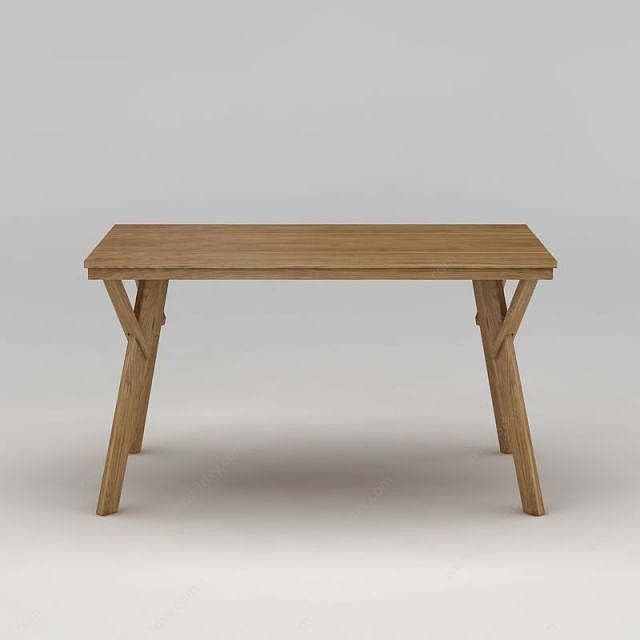 现代简约实木餐桌3D模型