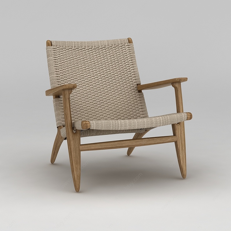 现代实木编织座椅3D模型