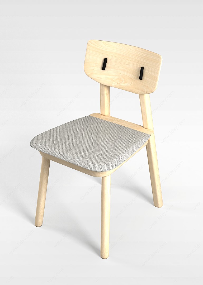 现代实木休闲椅3D模型