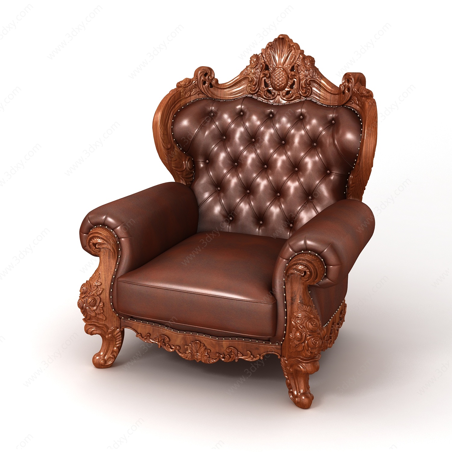 欧式软包皮质沙发椅3D模型
