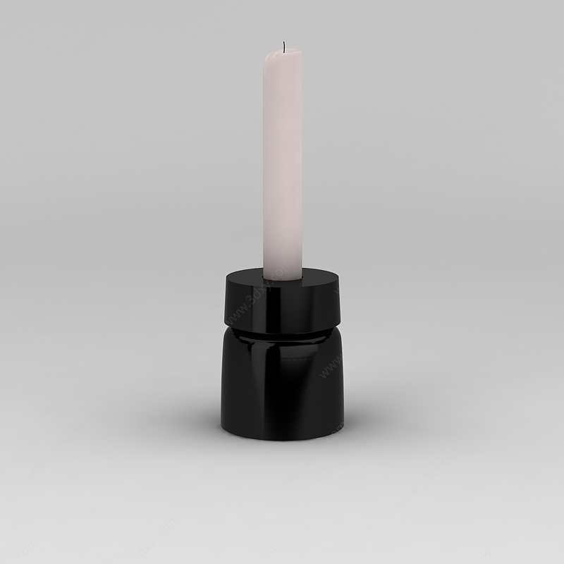 现代黑色陶瓷烛台3D模型