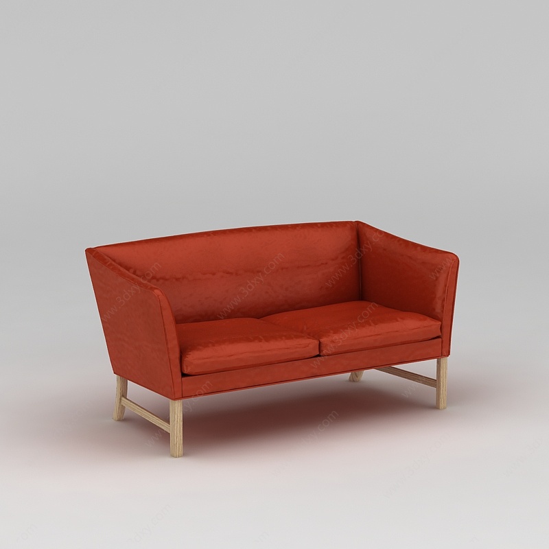 现代红色双人沙发3D模型