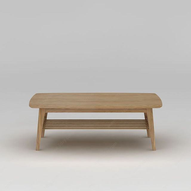 极简主义实木桌茶几3D模型