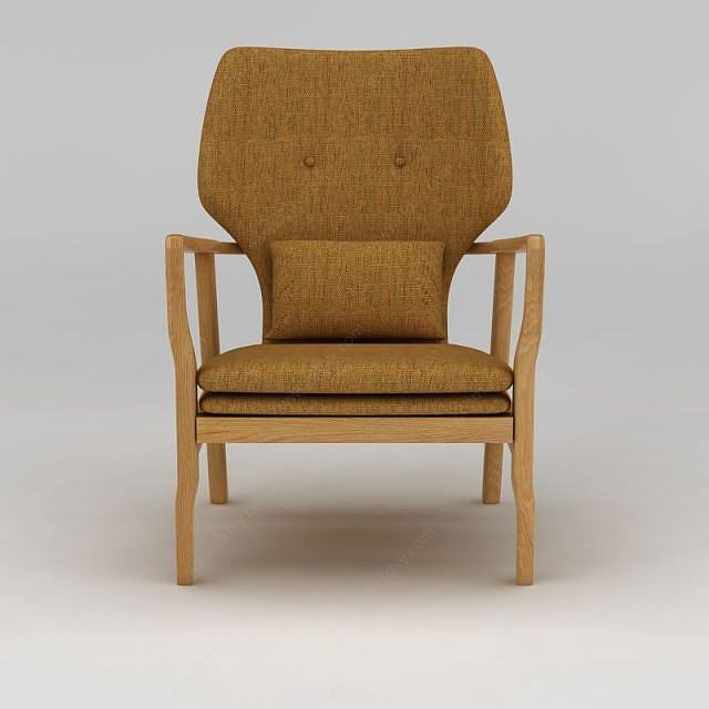 现代实木休闲椅子3D模型