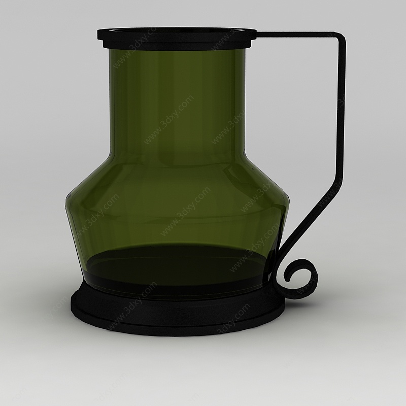 创意绿色玻璃花瓶3D模型