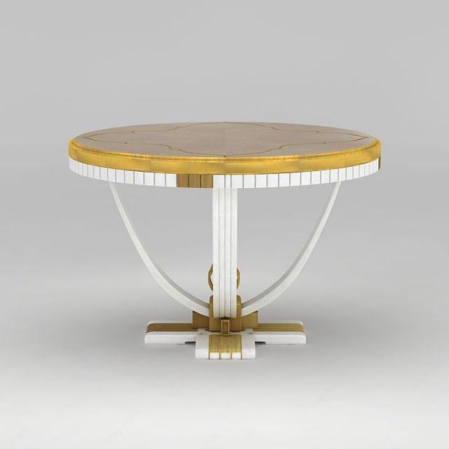 现代金色圆桌餐桌3D模型