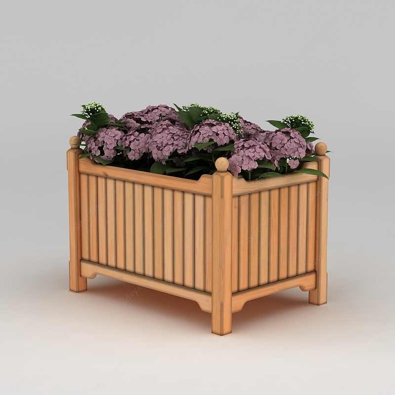 现代实木花坛3D模型