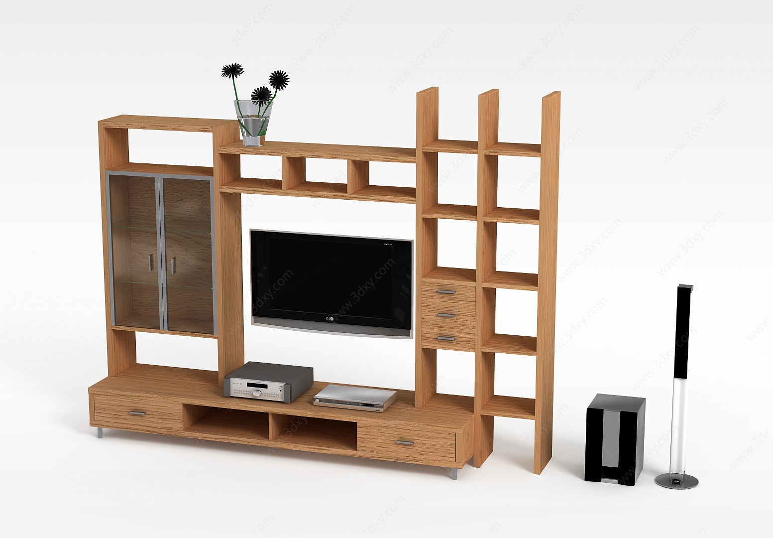 现代实木组合电视柜3D模型