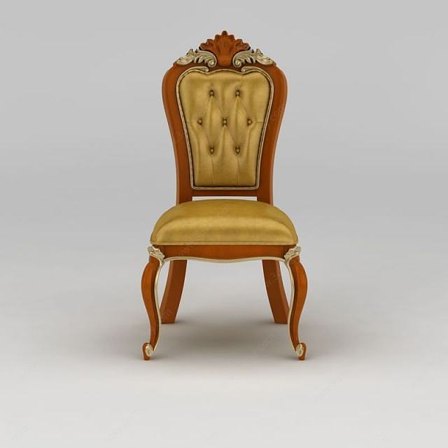 欧式实木软包餐椅3D模型