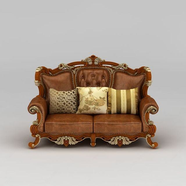 现代经典欧式双人沙发3D模型