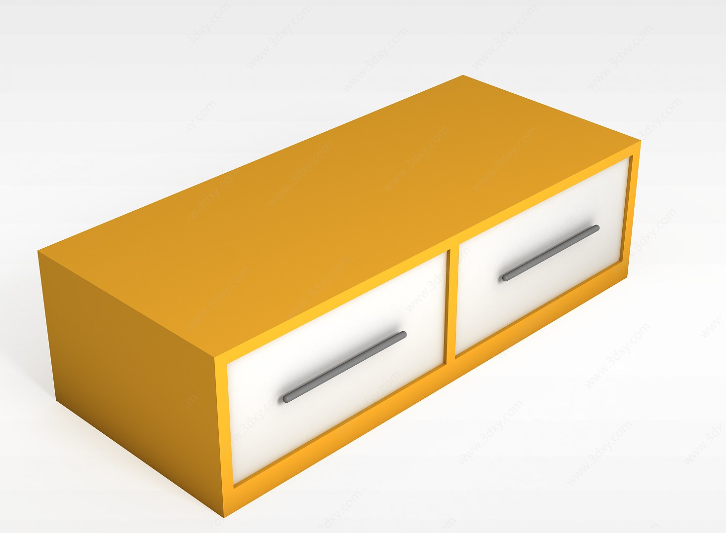现代黄色实木电视柜3D模型