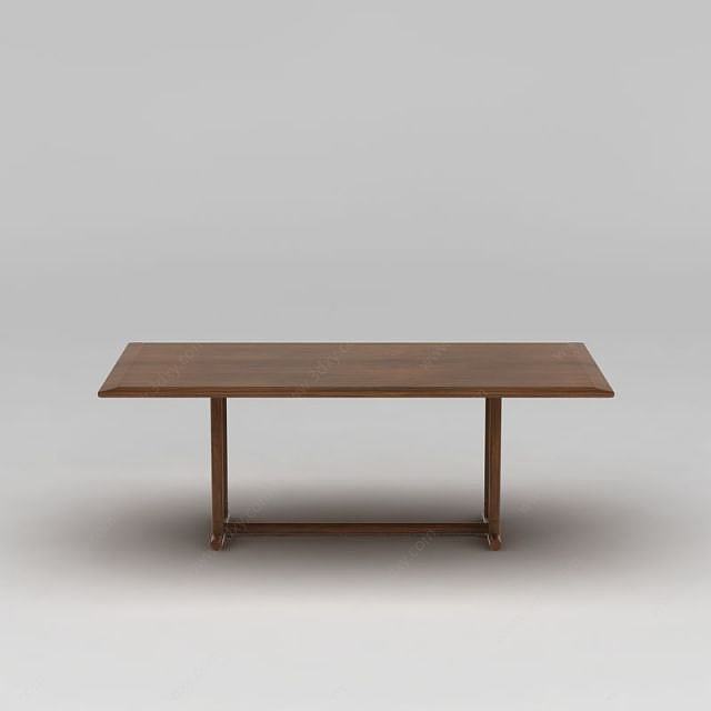 现代简约实木餐桌3D模型