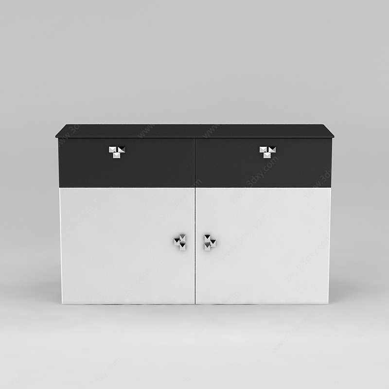 现代黑白拼色边柜玄关鞋柜3D模型