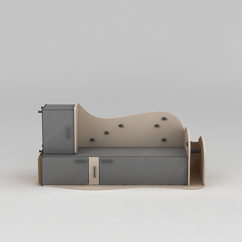 灰色玄关鞋柜3D模型