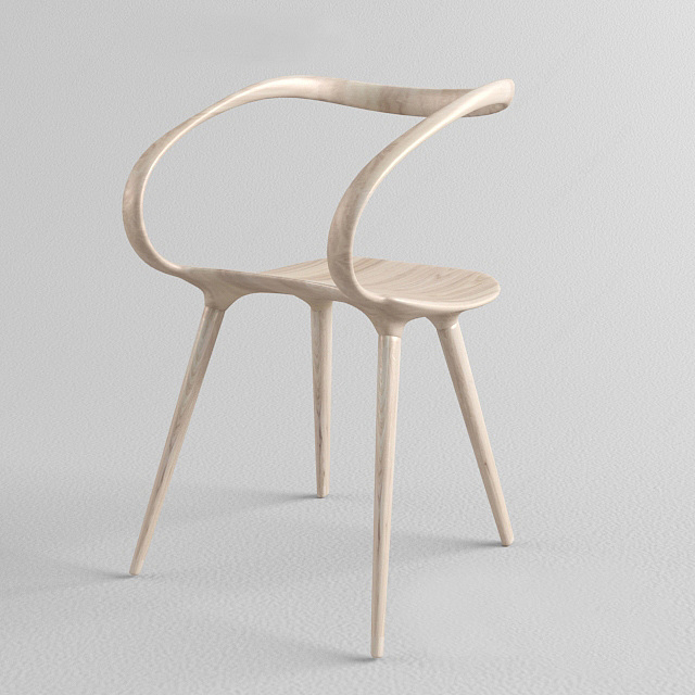 北欧实木单椅3D模型