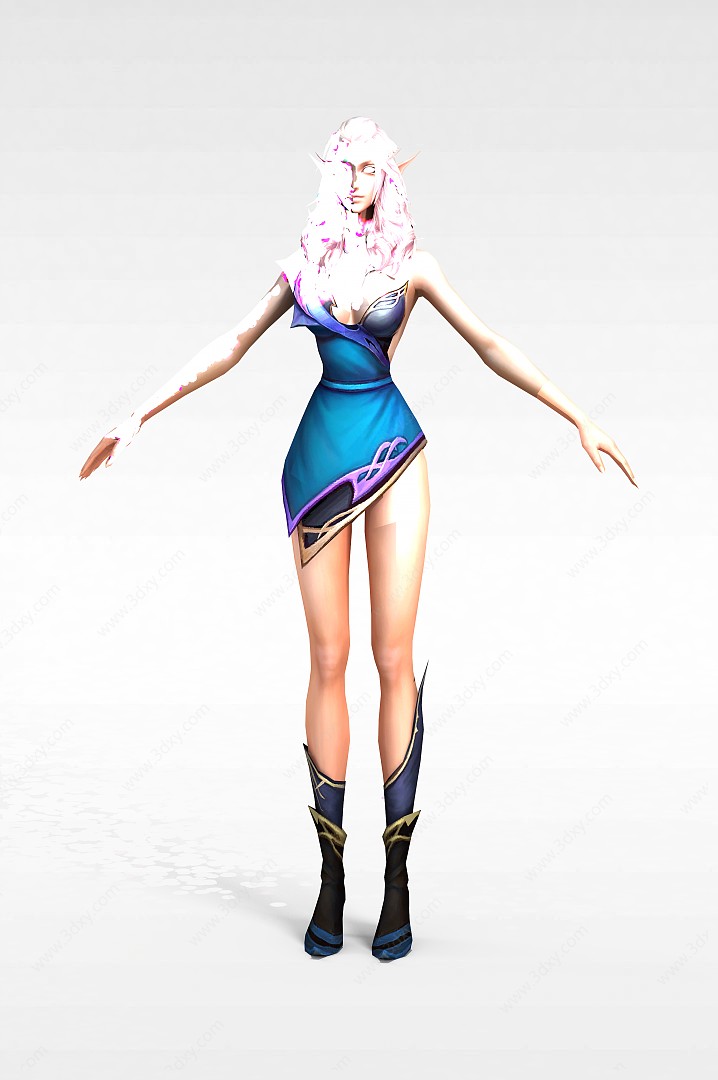 动漫游戏角色精灵女3D模型