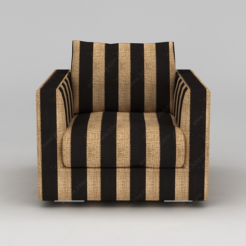 创意条纹布艺沙发椅3D模型