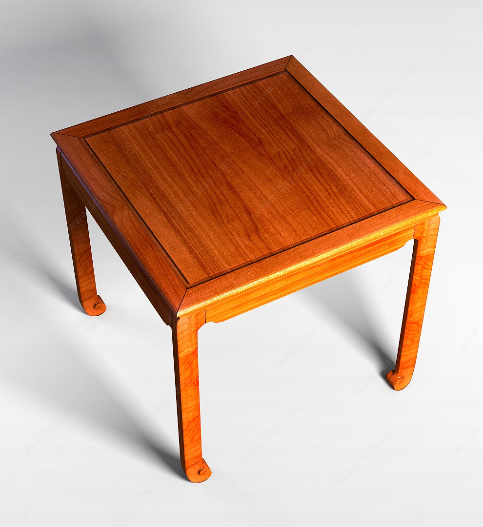 中式实木方桌餐桌3D模型