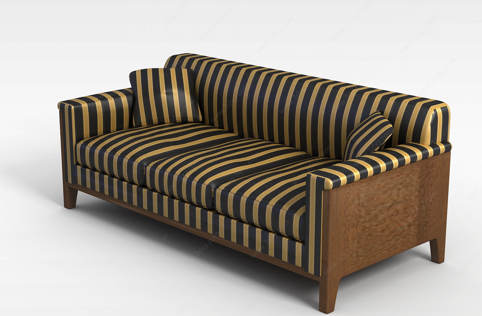 现代条纹布艺沙发3D模型