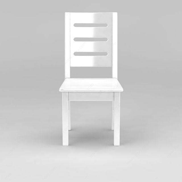 现代白色实木餐椅3D模型