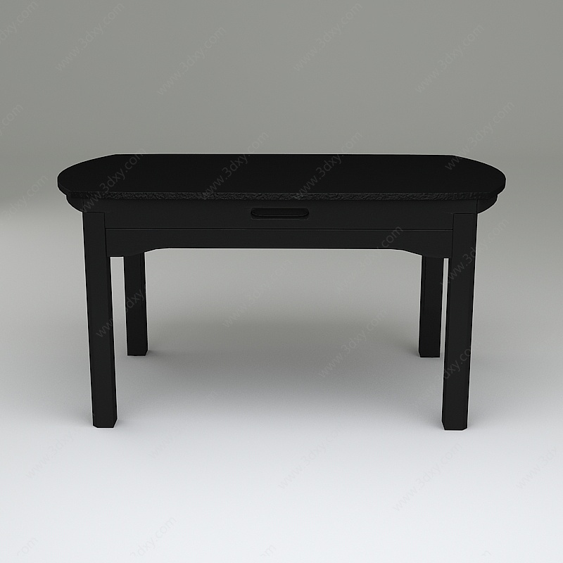 现代黑色实木餐桌3D模型