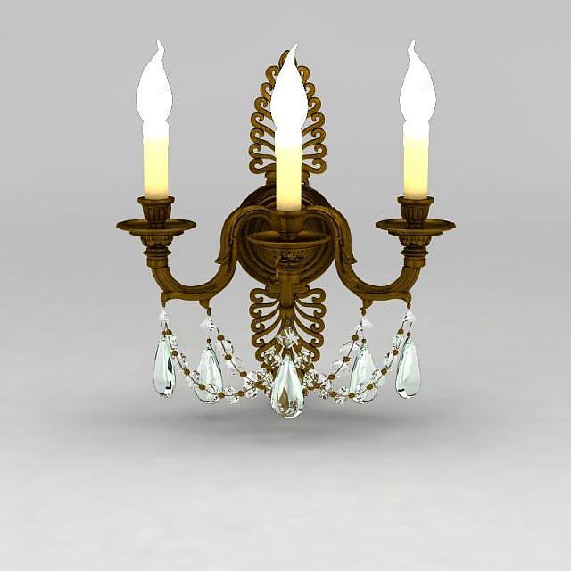 欧式金属雕花烛台壁灯3D模型