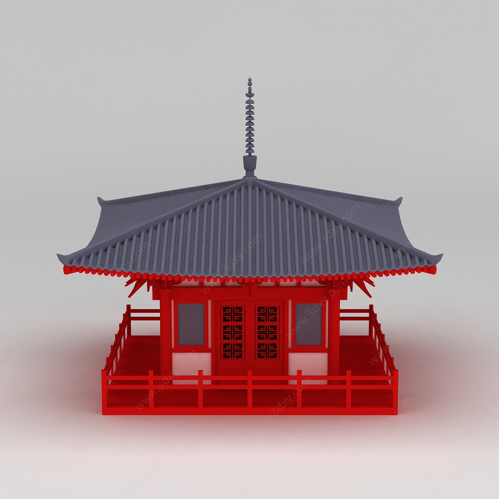 唐风古建筑休息亭3D模型